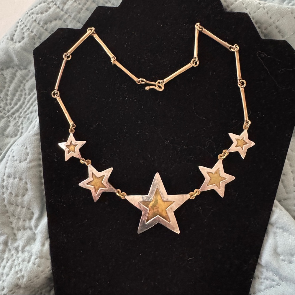 Jeep Collins Brass and Sterling 5 Stars Necklace - Picture 9 of 9
